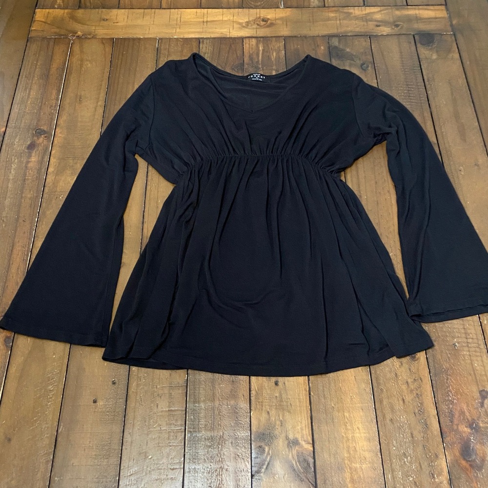 Made by Johnny Black V-Neck Empire Waist Bell Sleeve Tunic Top XL